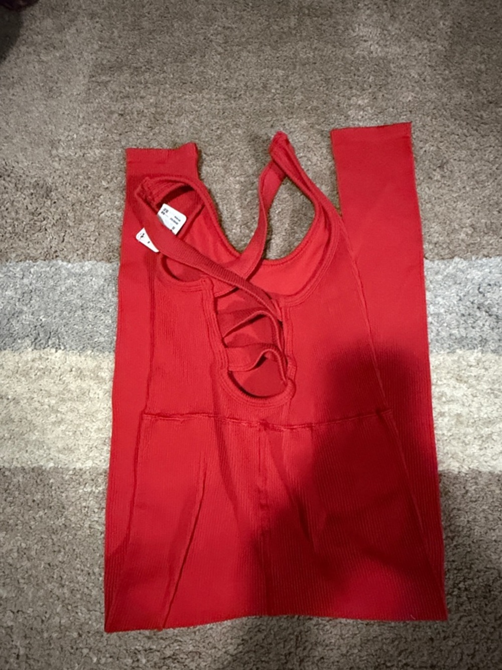 FP Movement by Free People Red Ribbed Jumpsuit - Picture 3 of 4